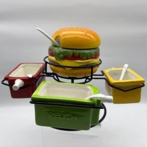 VTG Boston Warehouse Thrill of The Grill {Pier 1} BURGER Condiment Spinner Set